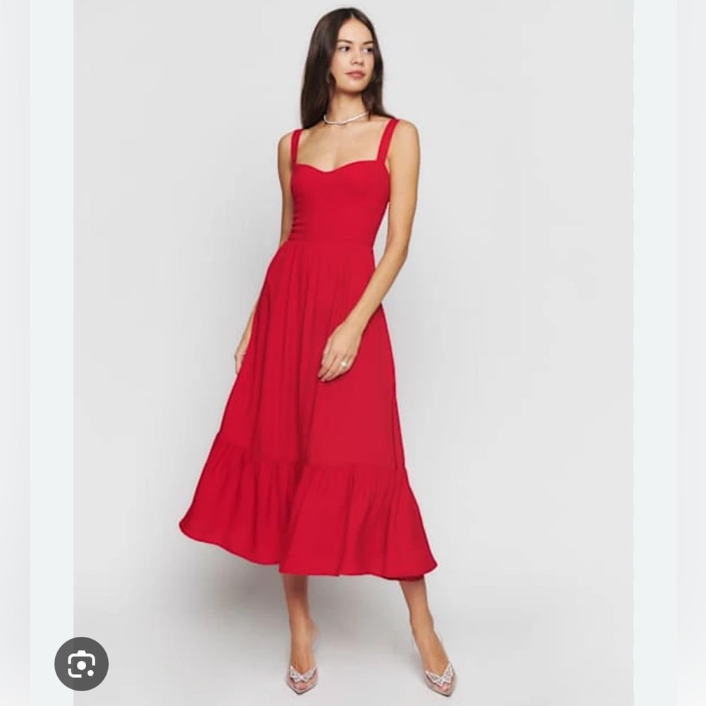 Reformation Celestia Red Midi Dress Size 6